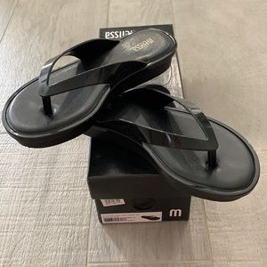 Melissa New High Ad Black jelly sandals. Size 5. Like New.